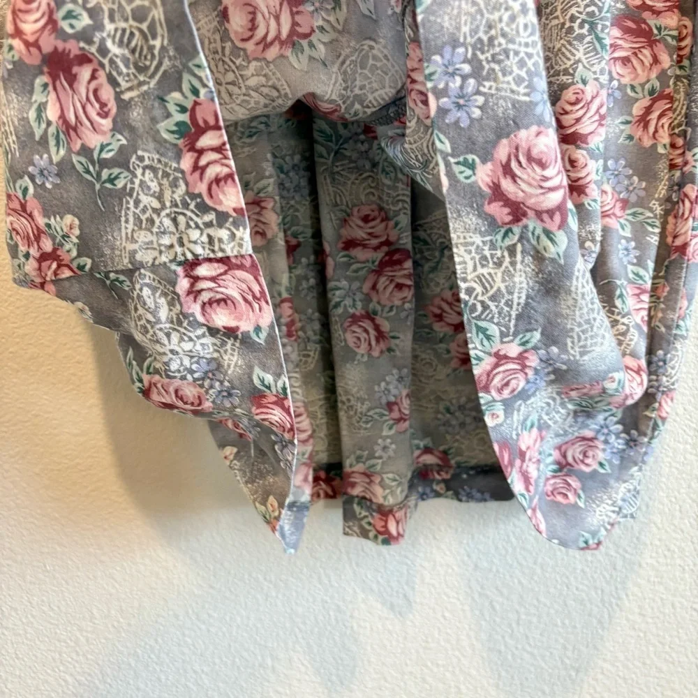 Vintage 90s Floral Midi Skirt Elastic Waist A-Line Cottagecore Girlhood Romance - Picture 7 of 8